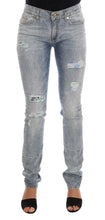 Blue Wash Torn Stretch Slim Fit Jeans Versace Jeans