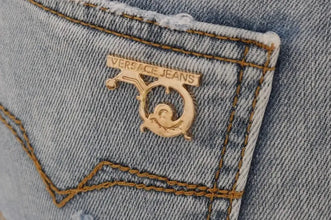 Blue Wash Torn Stretch Slim Fit Jeans Versace Jeans