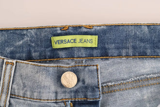 Blue Wash Torn Stretch Slim Fit Jeans Versace Jeans