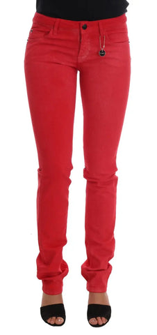 Red Cotton Stretch Slim Jeans Costume National