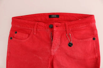 Red Cotton Stretch Slim Jeans Costume National