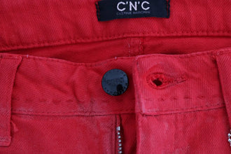 Red Cotton Stretch Slim Jeans Costume National