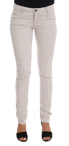 White Cotton Stretch Slim Jeans Costume National