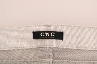 White Cotton Stretch Slim Jeans Costume National