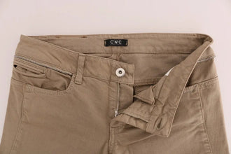 Beige Cotton Stretch Slim Fit Jeans Costume National