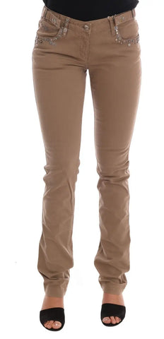 Beige Cotton Stretch Slim Fit Jeans Costume National