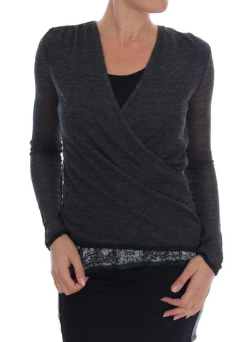 Gray Wool Lace Top Long Sleeved T-shirt Ermanno Scervino