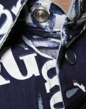 Dolce & Gabbana Blue Crown Logo Print Slim Fit Cotton Shirt