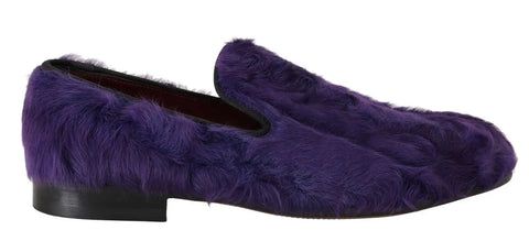 Purple Sheep Fur Leather Loafers Dolce & Gabbana