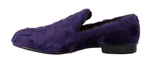 Purple Sheep Fur Leather Loafers Dolce & Gabbana
