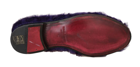 Purple Sheep Fur Leather Loafers Dolce & Gabbana