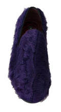 Purple Sheep Fur Leather Loafers Dolce & Gabbana