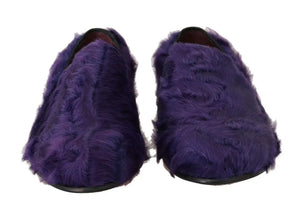 Purple Sheep Fur Leather Loafers Dolce & Gabbana