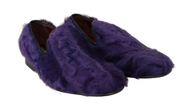 Purple Sheep Fur Leather Loafers Dolce & Gabbana