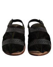 Dolce & Gabbana Black Gazelle Hair Leather Flats Sandals Shoes