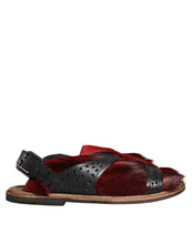 Dolce & Gabbana Black Red Gazelle Hair Leather Sandals Shoes
