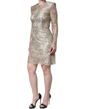 Dolce & Gabbana Gold Floral Lace A-line Sheath Mini Dress