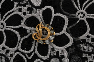 Floral Macramé Lace Crystal Button Skirt Dolce & Gabbana