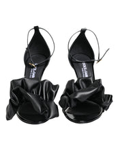 Dolce & Gabbana Black Leather Ankle Strap Heel Sandals Shoes