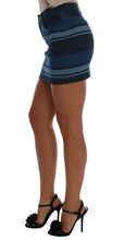 Blue Short striped Mini Denim Skirt Dolce & Gabbana