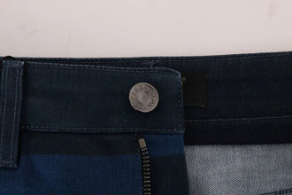 Blue Short striped Mini Denim Skirt Dolce & Gabbana