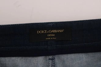Blue Short striped Mini Denim Skirt Dolce & Gabbana