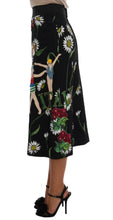 Black Embellished Daisy Brocade Skirt Dolce & Gabbana