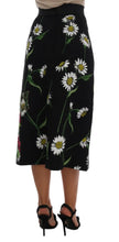 Black Embellished Daisy Brocade Skirt Dolce & Gabbana