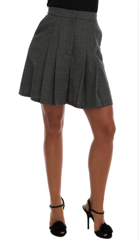 Gray Wool High Waist Mini Shorts Dolce & Gabbana