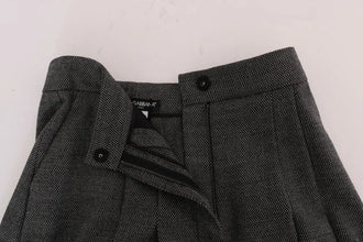 Gray Wool High Waist Mini Shorts Dolce & Gabbana