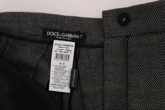 Gray Wool High Waist Mini Shorts Dolce & Gabbana