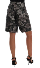 Gray Floral Brocade High Waist Shorts Dolce & Gabbana