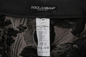 Gray Floral Brocade High Waist Shorts Dolce & Gabbana