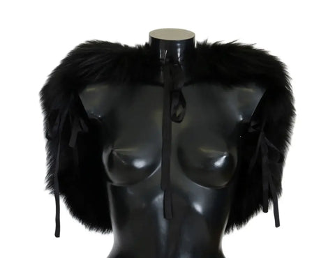 Black Silver Fox Fur Scarf Dolce & Gabbana