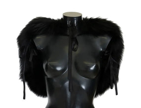 Black Silver Fox Fur Scarf Dolce & Gabbana