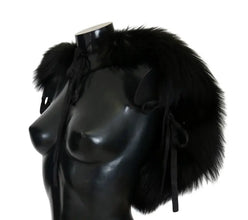 Black Silver Fox Fur Scarf Dolce & Gabbana