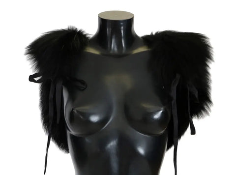 Black Silver Fox Fur Scarf Dolce & Gabbana