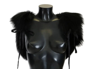 Black Silver Fox Fur Scarf Dolce & Gabbana