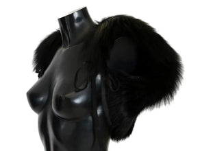 Black Silver Fox Fur Scarf Dolce & Gabbana