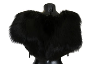 Black Silver Fox Fur Scarf Dolce & Gabbana