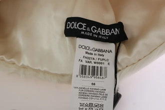 White Xiangao Lamb Fur Beanie Dolce & Gabbana