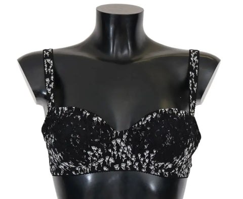 Black Silk White Lace Stretch Underwear Bra Dolce & Gabbana