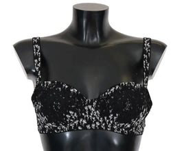 Black Silk White Lace Stretch Underwear Bra Dolce & Gabbana