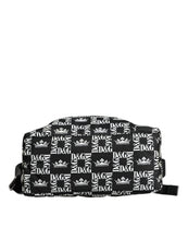 Dolce & Gabbana Black White DG Crown Logo Nylon Backpack Bag