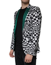 John Richmond Black White Checkered Crystal Single Breasted Blazer