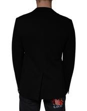 Dolce & Gabbana Black Crown Bee Single Breasted Coat Blazer