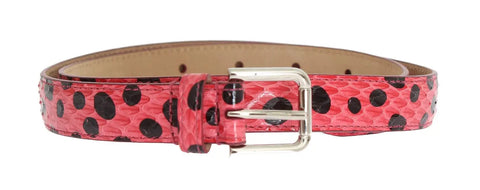 Pink Polka Snakeskin Silver Buckle Belt Dolce & Gabbana