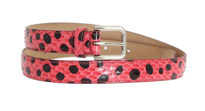 Pink Polka Snakeskin Silver Buckle Belt Dolce & Gabbana