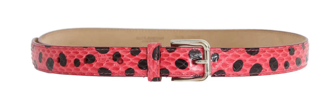 Pink Polka Snakeskin Silver Buckle Belt Dolce & Gabbana