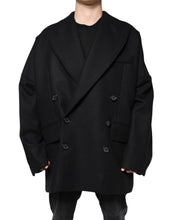 Dolce & Gabbana Black Wool Double Breasted Men Coat Jacket
